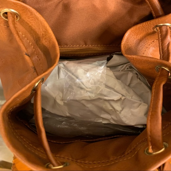 NWT Cognac Faux Leather Backpack - Picture 10 of 13